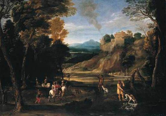 unknow artist Landscape with a Hunting Party